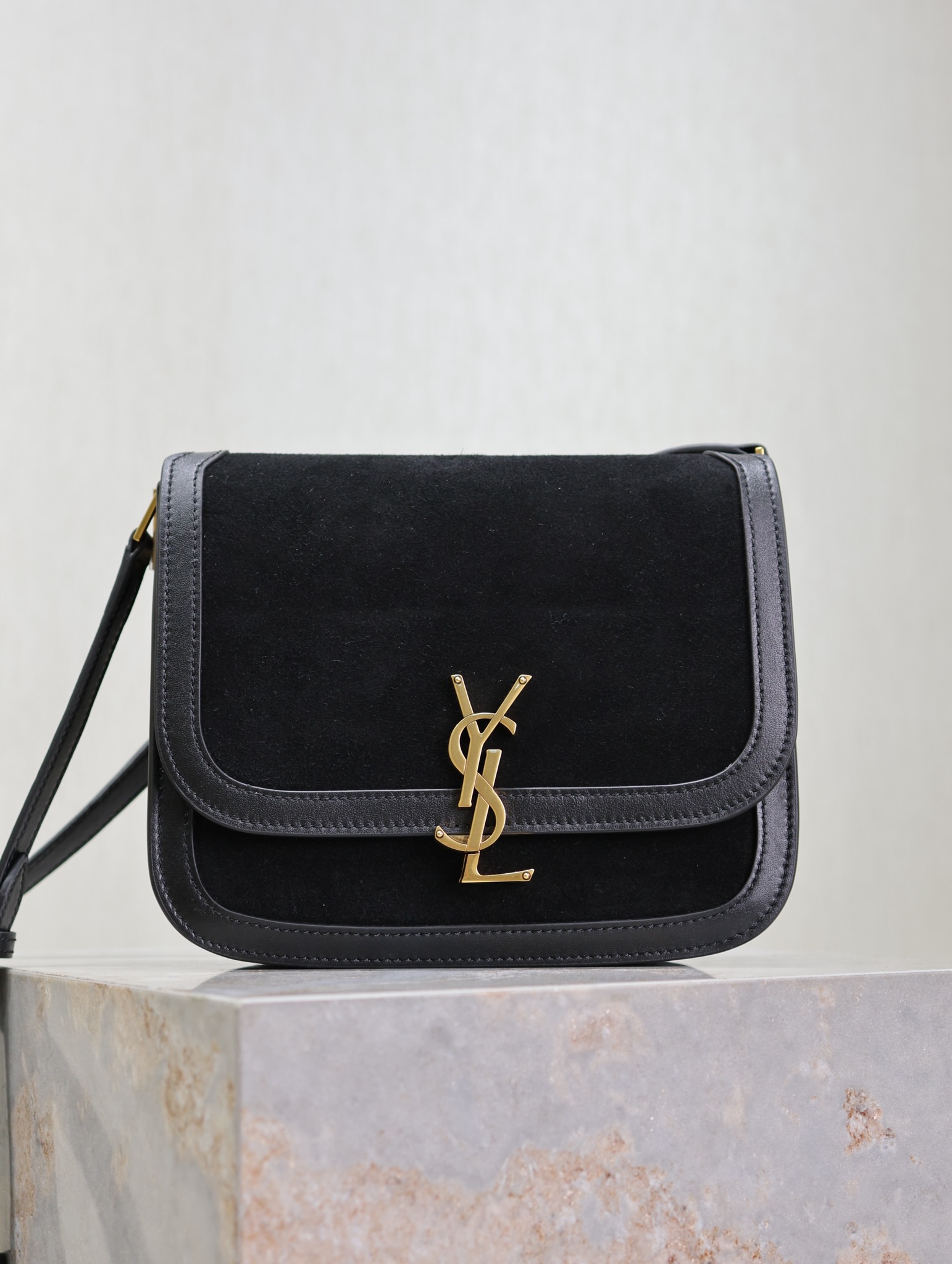 Ysl SOLFERINO It Bag 635025 Black Suede With Cowhide